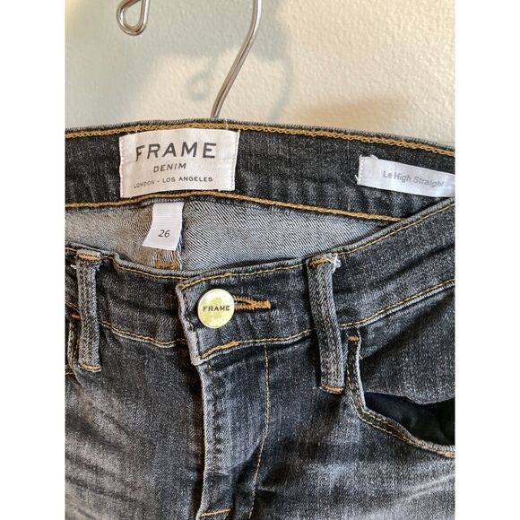 Frame Denim Le High Straight Jean Grey Wash Size 26 - Picture 5 of 5